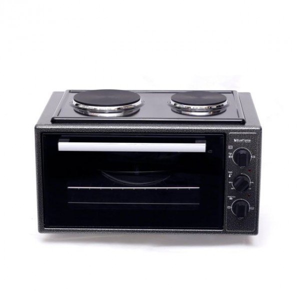 Blueflame 35 Liters Electric Mini Oven With Two Hot Plates / Hobs - Inox
