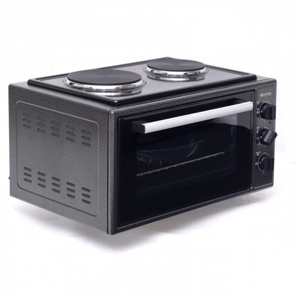Blueflame 45 Liters Electric Mini Oven With Two Hot Plates / Hobs - Inox