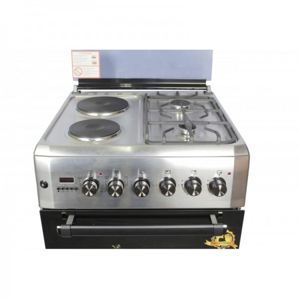 Blueflame 60cm X 60cm Diamond Series Cooker D6022ERF 2 Gas Burners and 2 Electric Plates With Electric Oven - Silver (3YR WRNTY) 3