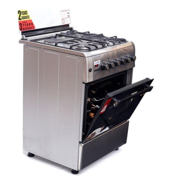 Blueflame 60cm X 60cm Diamond Series Cooker D6031ERF 3 Gas Burners And 1 Electric Plate With Electric Oven - Silver (3YRS WRNTY) 3