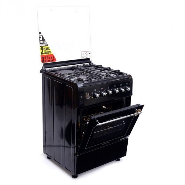 Blueflame Blueflame 60cm X 60cm Rustic Cooker T6031ERF-B 3 Gas Burners And 1 Hot Plate ( Made In Turkey )- Black (3YRS WRNTY) 3