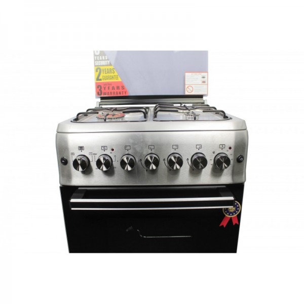BlueFlame cooker S6031EFRP - L 60x60cm, 3 gas burners and 1electric hot plate with electric oven inox - stainless 2
