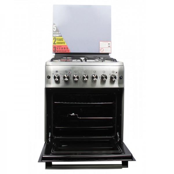BlueFlame cooker S6031EFRP - L 60x60cm, 3 gas burners and 1electric hot plate with electric oven inox - stainless 3