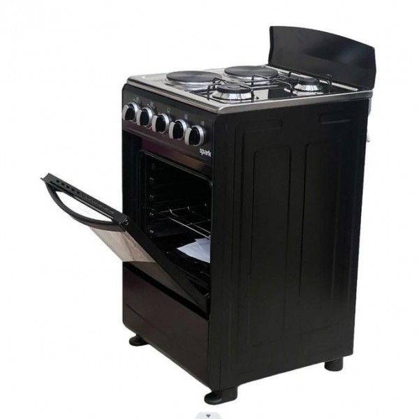 SPARK 50x50cm 2 Gas + 2 Electric Cooker with Gas Oven - Black (1YR WRNTY) 2