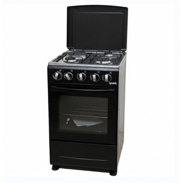 SPARK 50X50cm 3 Gas Burner and 1 Electric Hotplate With Gas Cooker - Black (1YR WRNTY)