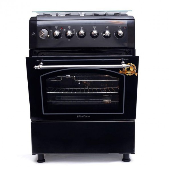 Blueflame Blueflame 60cm X 60cm Rustic Cooker T6031ERF-B 3 Gas Burners And 1 Hot Plate ( Made In Turkey )- Black (3YRS WRNTY)