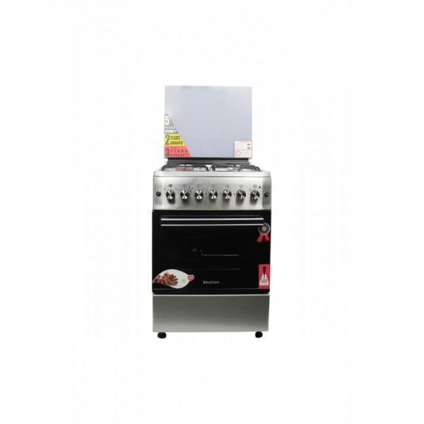 BlueFlame cooker S6031EFRP - L 60x60cm, 3 gas burners and 1electric hot plate with electric oven inox - stainless