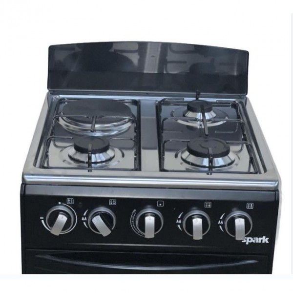 SPARK 50X50cm 3 Gas Burner and 1 Electric Hotplate With Gas Cooker - Black (1YR WRNTY) 2