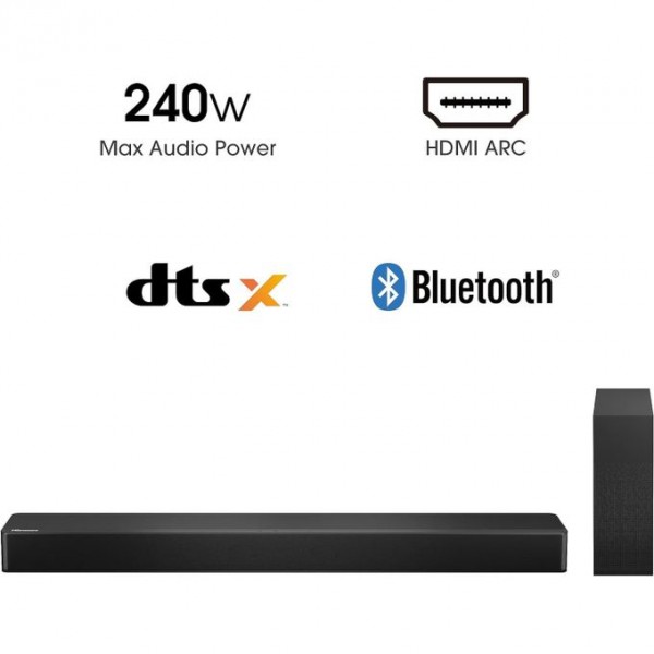 Hisense 2.1 CH 240W Soundbar / Sound bar HS-2100 - DTS Virtual X, Subwoofer, HDMI ARC, Bluetooth , Black 5