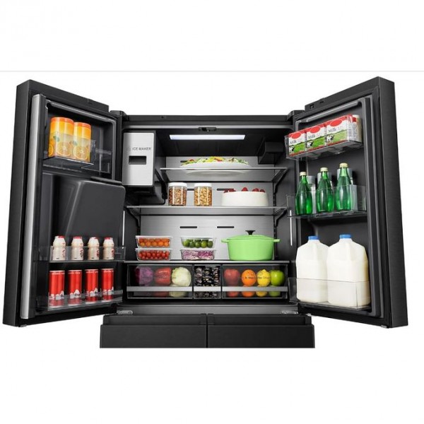 Hisense 680 Liters / 680L Smart Refrigerator Cross Door With Touch Display Screen Water And Ice Dispenser,Metal Cooling, Fridge Mate Black 2