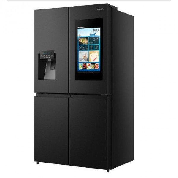 Hisense 680 Liters / 680L Smart Refrigerator Cross Door With Touch Display Screen Water And Ice Dispenser,Metal Cooling, Fridge Mate Black 3