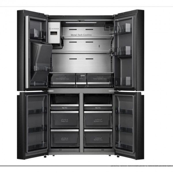Hisense 680 Liters / 680L Smart Refrigerator Cross Door With Touch Display Screen Water And Ice Dispenser,Metal Cooling, Fridge Mate Black 6