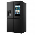 Hisense 680 Liters / 680L Smart Refrigerator Cross Door With Touch Display Screen Water And Ice Dispenser,Metal Cooling, Fridge Mate Black 3
