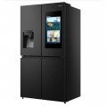 Hisense 680 Liters / 680L Smart Refrigerator Cross Door With Touch Display Screen Water And Ice Dispenser,Metal Cooling, Fridge Mate Black 3